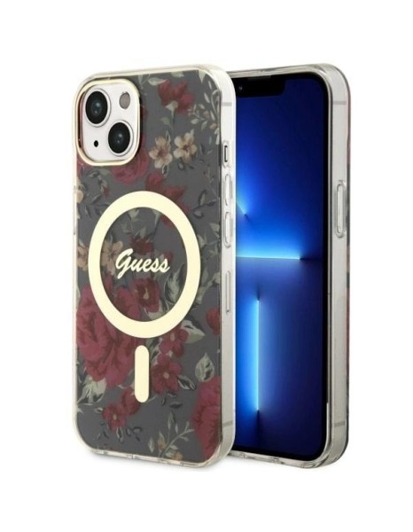 Guess Flower MagSafe case for iPhone 14 - green Guess Flower MagSafe case for iPhone 14 - green