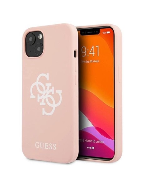 Guess GUHCP13SLS4GWPI iPhone 13 mini 5.4" pink/pink hard case Silicone 4G Logo Guess GUHCP13SLS4GWPI iPhone 13 mini 5.4" pink/pink hard case Silicone 4G Logo