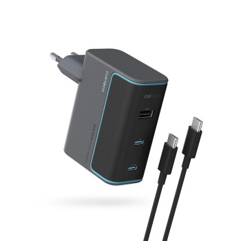 Cuktech CUKAD1003EUG GaN 100W Wall Charger 2 x USB-C 1 x USB-A with USB-C Cable - Gray Cuktech CUKAD1003EUG GaN 100W Wall Charger 2 x USB-C 1 x USB-A with USB-C Cable - Gray