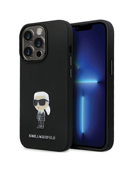 Karl Lagerfeld KLHCP14XSMHKNPK case for iPhone 14 Pro Max 6.7" - black Silicone Ikonik Metal Pin