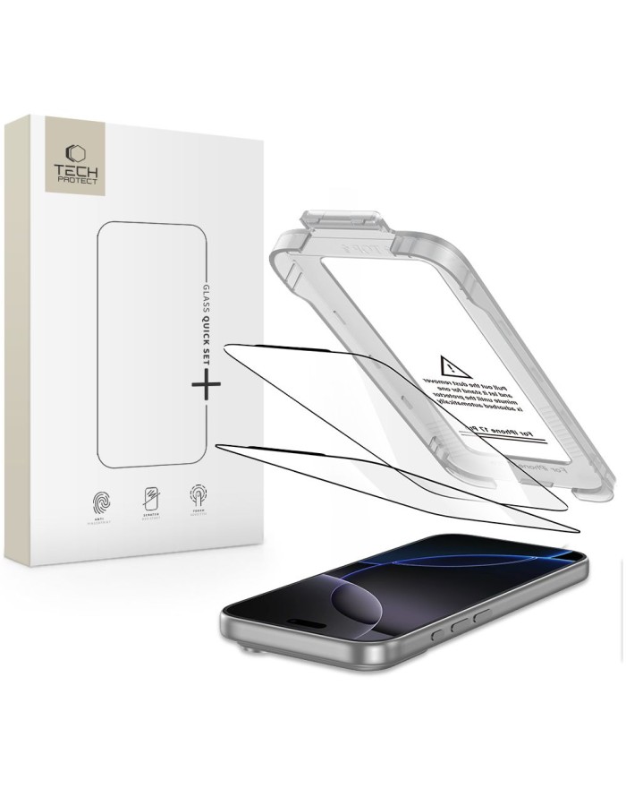 Tech-Protect Quick Set+ 2-pack tempered glass for iPhone 17 Pro Max - black Tech-Protect Quick Set+ 2-pack tempered glass for iPhone 17 Pro Max - black