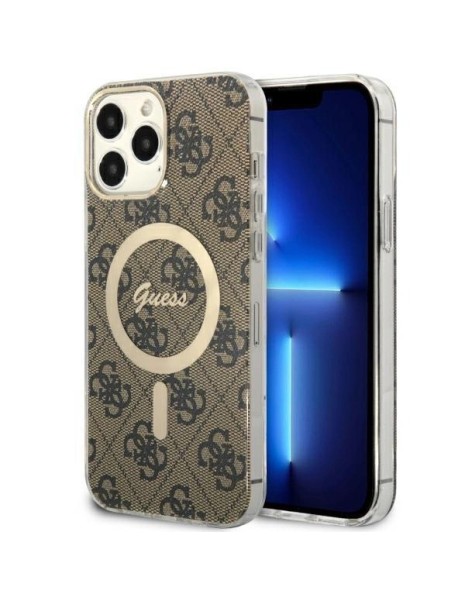 Guess GUHMP13XH4STW iPhone 13 Pro Max 6.7" brown/brown hardcase 4G MagSafe Guess GUHMP13XH4STW iPhone 13 Pro Max 6.7" brown/brown hardcase 4G MagSafe
