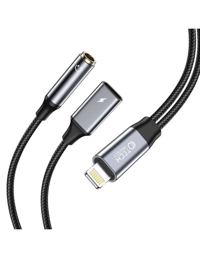 Tech-Protect UltraBoost Lightning (male) / mini jack 3.5mm (female) - Lightning (female) - black