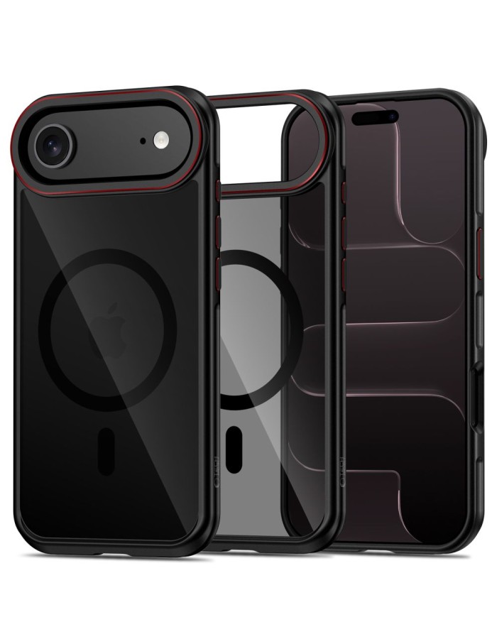 Tech-Protect MagHybrid MagSafe Case for iPhone Air - Black and Red Tech-Protect MagHybrid MagSafe Case for iPhone Air - Black and Red