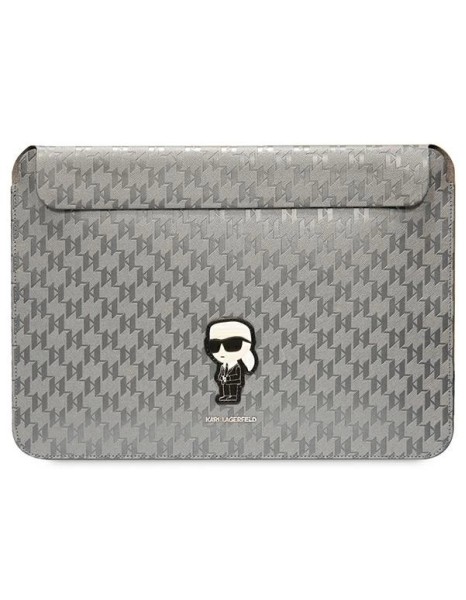 Karl Lagerfeld Saffiano Monogram Ikonik case for a 14" laptop - silver