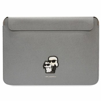 Karl Lagerfeld Saffiano Karl&amp;amp;Choupette case for a 14" laptop - silver