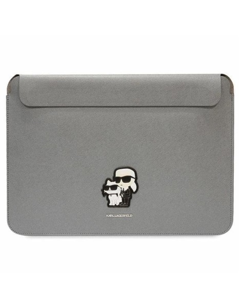 Karl Lagerfeld Saffiano Karl&amp;amp;Choupette case for a 14" laptop - silver