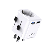 SBS universal travel adapter - EU 2xUSB-A - white SBS universal travel adapter - EU 2xUSB-A - white
