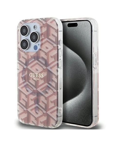 Guess IML GCube MagSafe case for iPhone 15 Pro Max - pink Guess IML GCube MagSafe case for iPhone 15 Pro Max - pink