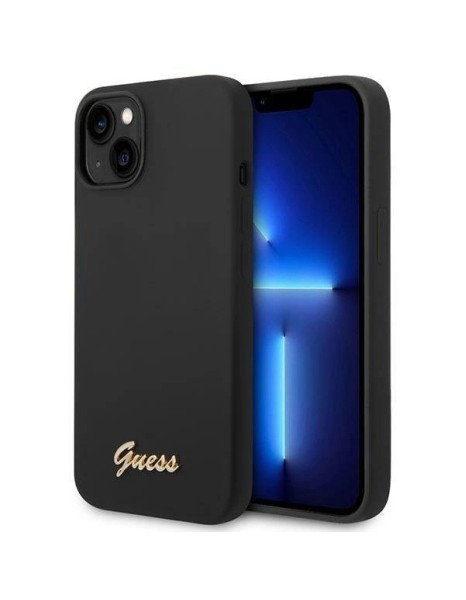 Guess GUHCP14MSLSMK iPhone 14 Plus 6.7 "black / black hard case Silicone Vintage Gold Logo Guess GUHCP14MSLSMK iPhone 14 Plus 6.7 "black / black hard case Silicone Vintage Gold Logo