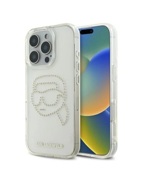 Karl Lagerfeld KLHCP16XHKHDCELT iPhone 16 Pro Max 6.9" transparent hardcase IML Rhinestones Karl Head