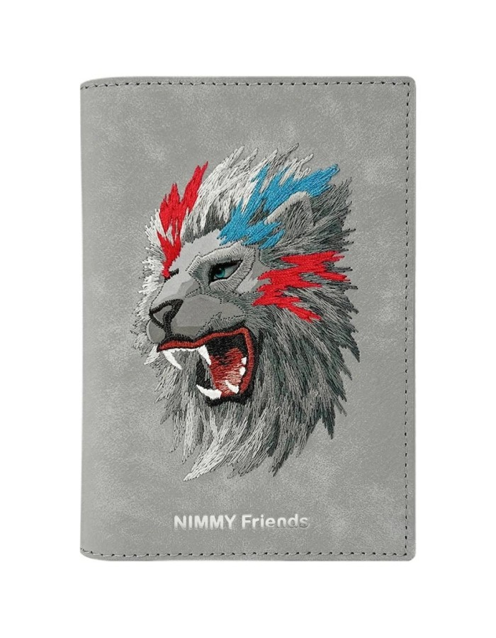 Nimmy Raptor Lion Passport/Wallet Case - Gray