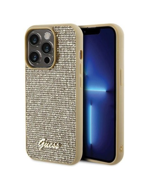 Guess Disco Metal Script case for iPhone 15 Pro - gold