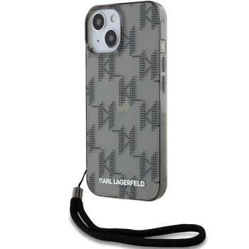 Karl Lagerfeld IML Mono KL Pattern &amp;amp; Cord case for iPhone 15 / 14 / 13 - black