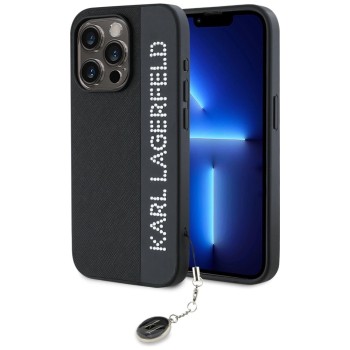 Karl Lagerfeld Saffiano Rhinestones &amp;amp; Charm case for iPhone 15 Pro - black