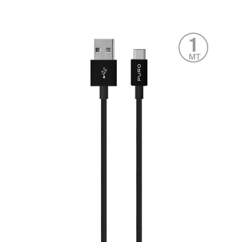 Puro White USB-A USB-C Cable 1m - Black Puro White USB-A USB-C Cable 1m - Black