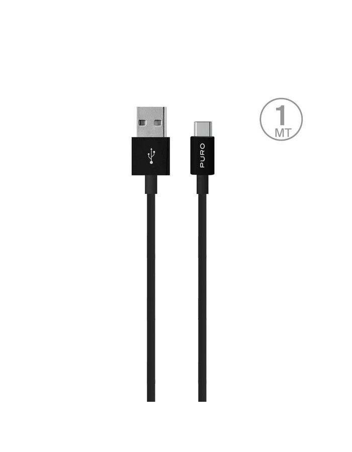 Puro White USB-A USB-C Cable 1m - Black Puro White USB-A USB-C Cable 1m - Black
