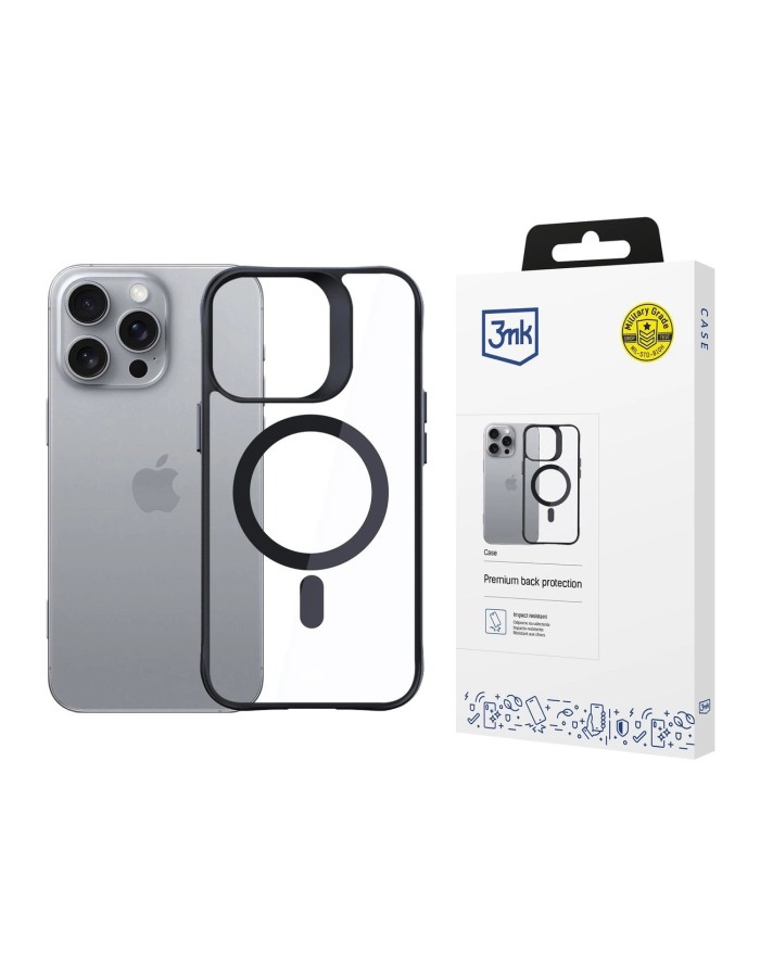3mk Satin Armor MagCase with MagSafe iPhone 16 Pro Max - Clear with Black Frame