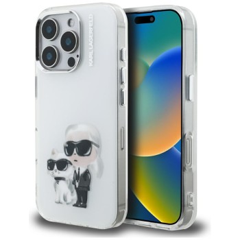 Karl Lagerfeld IML Aquarelle Karl &amp;amp; Choupette &amp;amp; Logo Case for iPhone 16 Pro Max - White