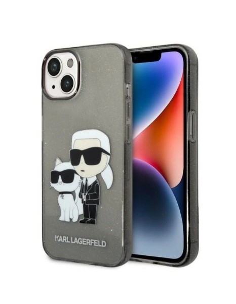 Karl Lagerfeld Glitter Karl&amp;amp;Choupette case for iPhone 14 Plus - black