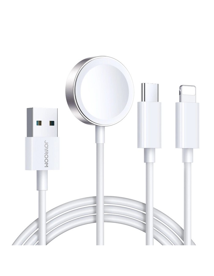 Joyroom S-IW008 3-in-1 cable magnetic charger USB-A - Lightning/USB-C 1.2m - white
