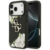 Guess Grained Roses &amp;amp; Big 4G Logo iPhone 17 Pro Case - Black
