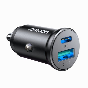 Joyroom JR-CCN05 30W USB-A USB-C Mini Car Charger - Black