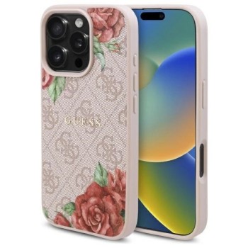 Guess GUHMP16XP4ROPEMCP iPhone 16 Pro Max 6.9" pink/pink hardcase 4G Flowers Print MagSafe