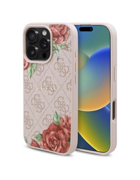 Guess GUHMP16XP4ROPEMCP iPhone 16 Pro Max 6.9" pink/pink hardcase 4G Flowers Print MagSafe Guess GUHMP16XP4ROPEMCP iPhone 16 Pro Max 6.9" pink/pink hardcase 4G Flowers Print MagSafe