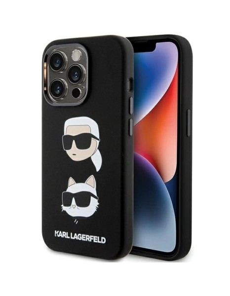 Karl Lagerfeld Silicone Karl&amp;amp;Choupette Head case for iPhone 15 Pro Max - black