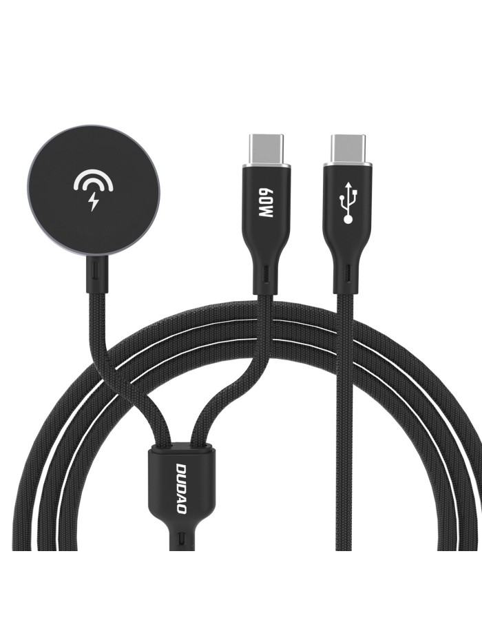 Dudao A12MaxC PD60W 2-in-1 Charger for Apple Watch / USB-C 1.2m - Black