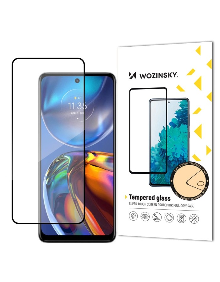 Wozinsky Super Durable Full Glue Tempered Glass Full Screen With Frame Case Friendly Motorola Moto E32 Black