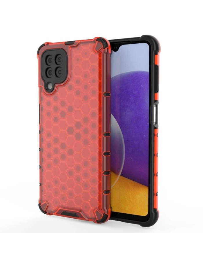 Honeycomb Case armor cover with TPU Bumper for Samsung Galaxy A22 4G red