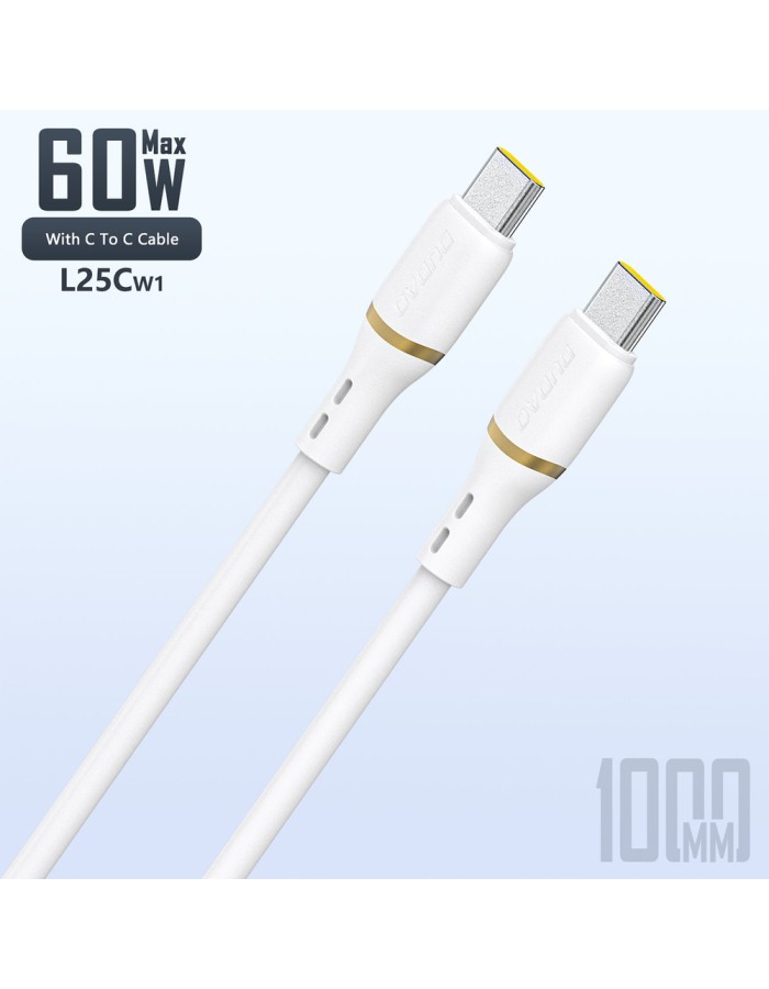 Dudao L25C USB-C - USB-C Silicone Cable 60W 1m - White