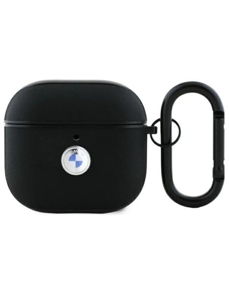 BMW BMA4SSLBK AirPods 4 cover black/black Geniune Leather Silver Logo BMW BMA4SSLBK AirPods 4 cover black/black Geniune Leather Silver Logo