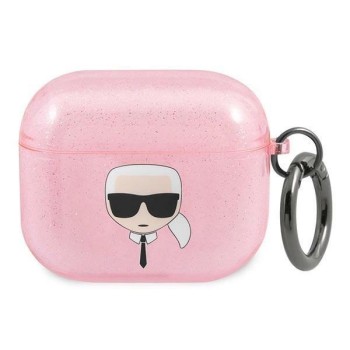 Karl Lagerfeld Glitter Karl&amp;#39;s Head Case for AirPods 3 - Pink