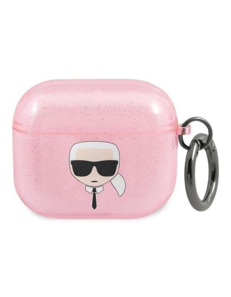 Karl Lagerfeld Glitter Karl&amp;#39;s Head Case for AirPods 3 - Pink