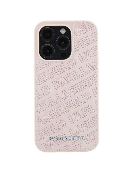 Karl Lagerfeld Quilted K Pattern case for iPhone 15 Plus / 14 Plus - pink