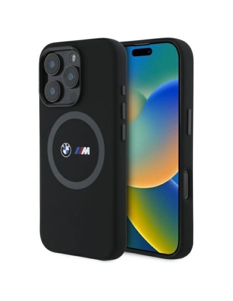 BMW M Silicone Printed Ring MagSafe Case for iPhone 16 Pro Max - Black
