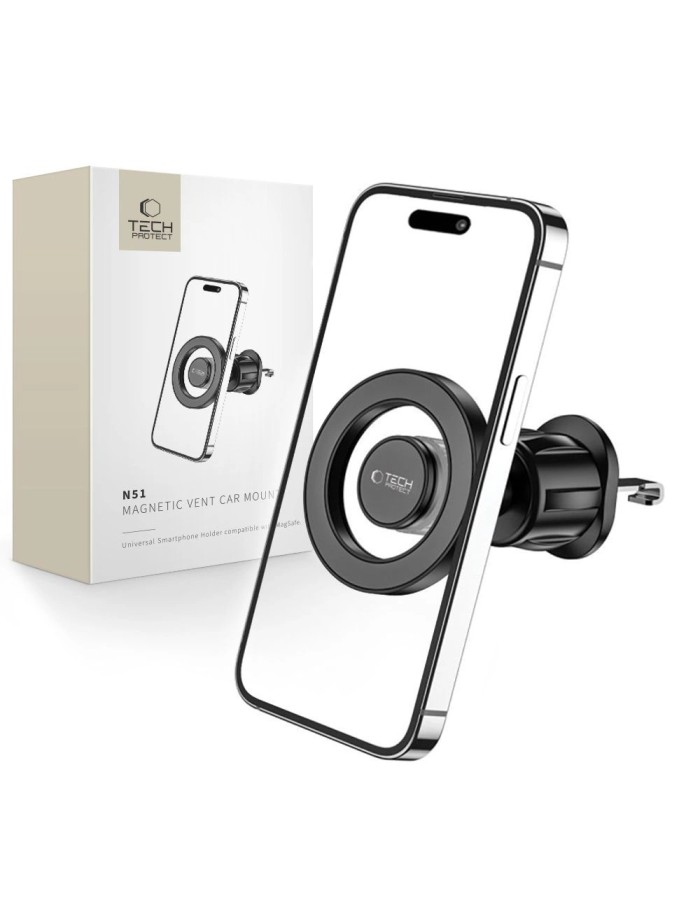 Tech-Protect N51 Car Phone Holder with MagSafe for Air Vent - Black Tech-Protect N51 Car Phone Holder with MagSafe for Air Vent - Black
