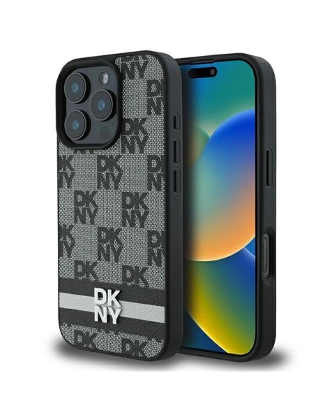 DKNY Checkered Pattern & Printed Stripes Case for iPhone 16 Pro Max - Black DKNY Checkered Pattern & Printed Stripes Case for iPhone 16 Pro Max - Black