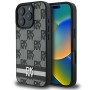 DKNY Checkered Pattern &amp;amp; Printed Stripes Case for iPhone 16 Pro Max - Black