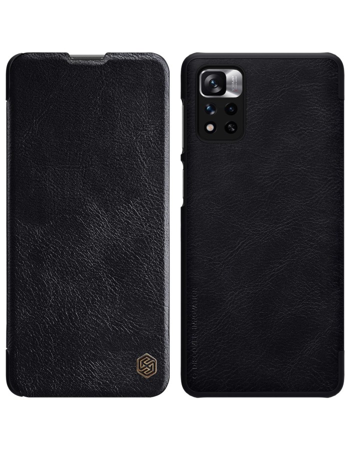 Nillkin Qin Case Case for Xiaomi Redmi Note 11 Pro+ (China) / Redmi Note 11 Pro (China) / Mi11i HyperCharge Camera Protector Holster Cover Flip Case Black