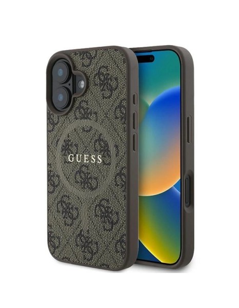 Guess 4G Ring Classic Logo MagSafe iPhone 16 Plus Case - Brown