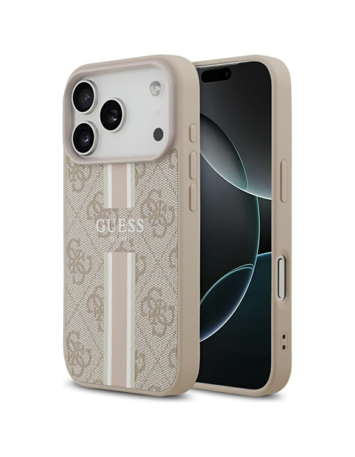 Guess 4G Printed Stripes MagSafe Case for iPhone 17 Pro - Pink