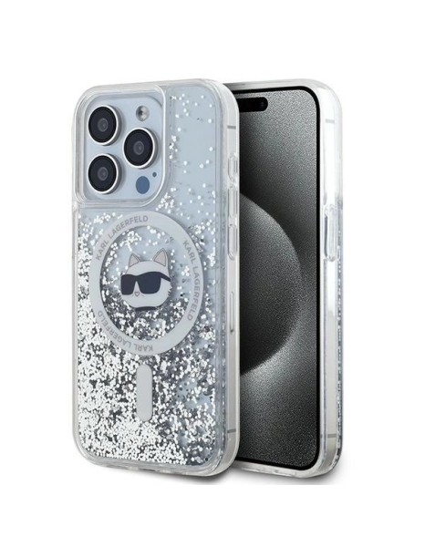 Karl Lagerfeld Liquid Glitter Choupette Head MagSafe case for iPhone 14 Pro - transparent