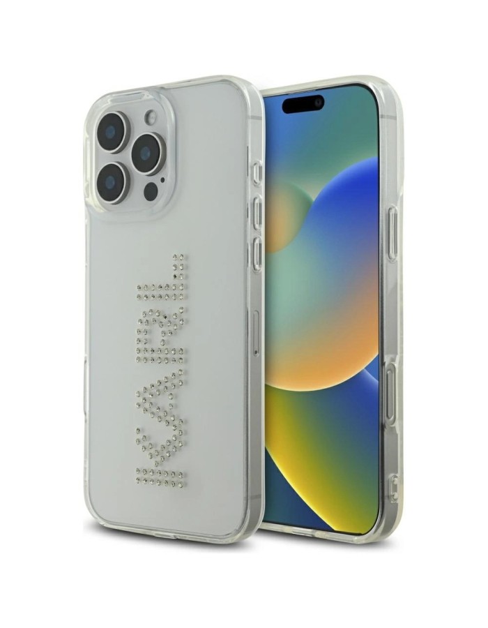 Karl Lagerfeld IML Rhinestones Logo iPhone 16 Pro Case - Clear