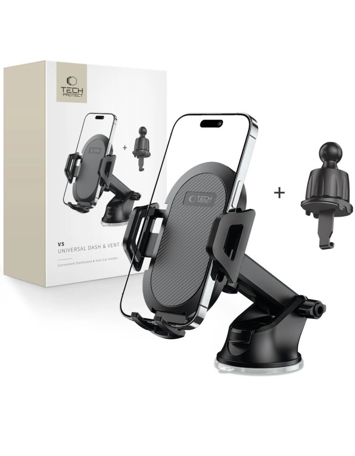 Tech-Protect V5 Car Phone Holder for Cockpit/Air Vent - Black Tech-Protect V5 Car Phone Holder for Cockpit/Air Vent - Black