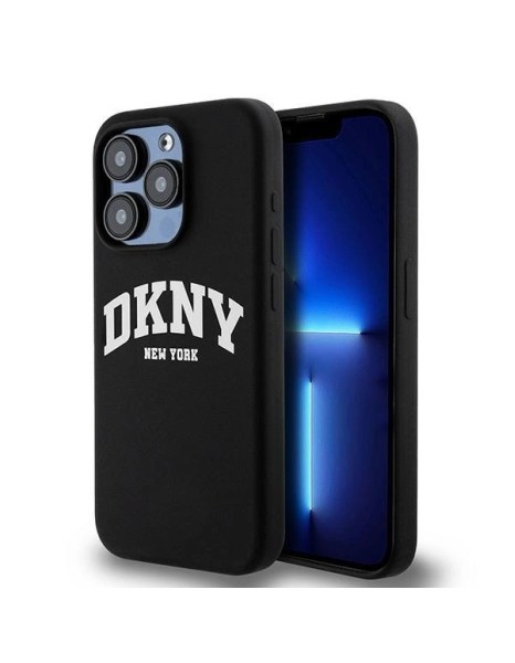 DKNY Liquid Silicone White Printed Logo MagSafe iPhone 15 Pro Case - Black DKNY Liquid Silicone White Printed Logo MagSafe iPhone 15 Pro Case - Black