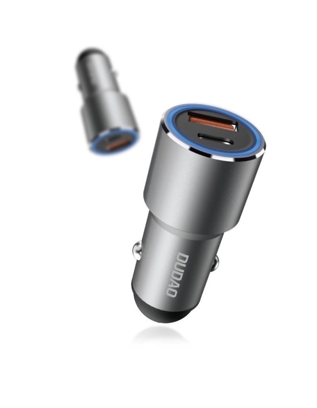 Dudao USB / USB Car Charger Type C Power Delivery Quick Charge 22.5 W Gray (R4PQ)